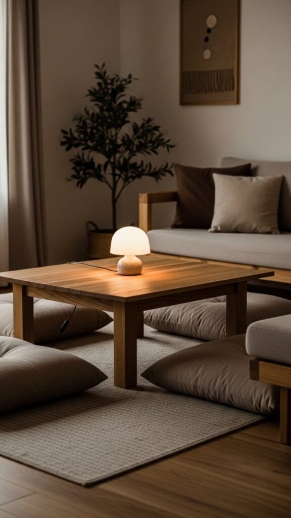 A Bedside-Style Table Lamp on a Low Coffee Table