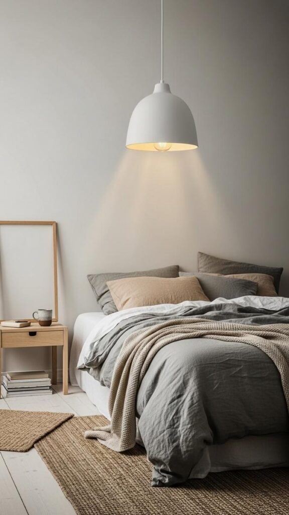 A Bell-Shaped Pendant in Matte Ceramic or Plaster