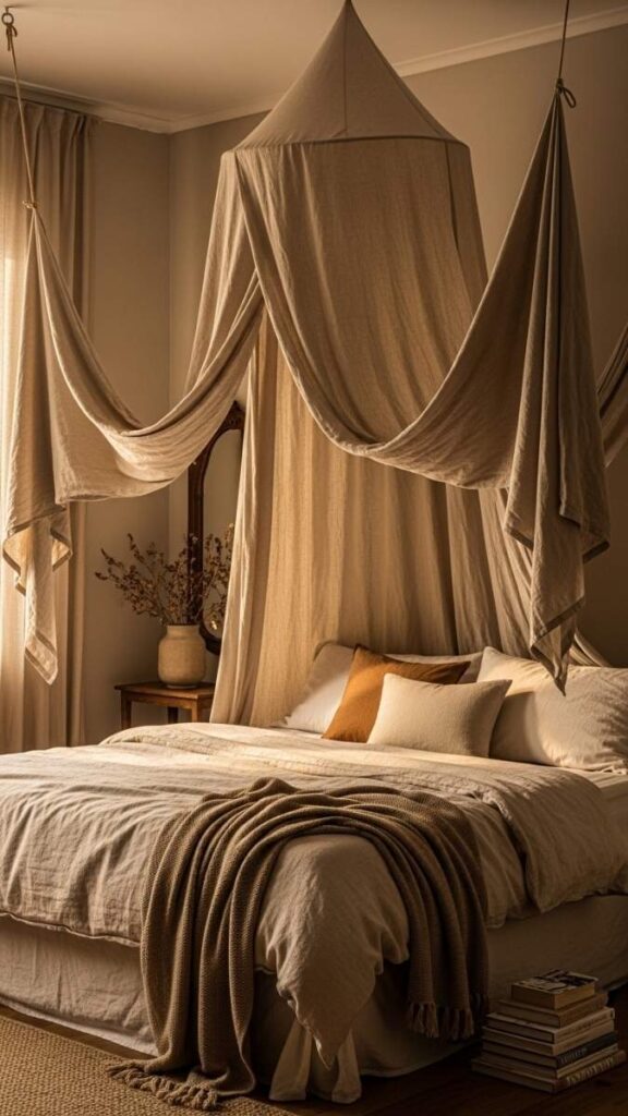 A Canopy or Draped Fabric Panel That Softens the Whole Wall