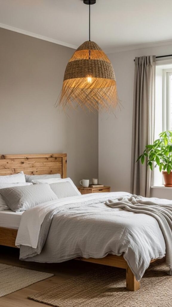 A Coastal or Woven Seagrass Pendant for Earthy Warmth