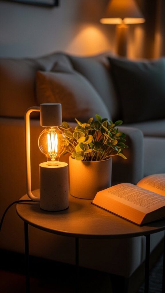 A Concrete or Marble-Look Table Lamp for the Side Table