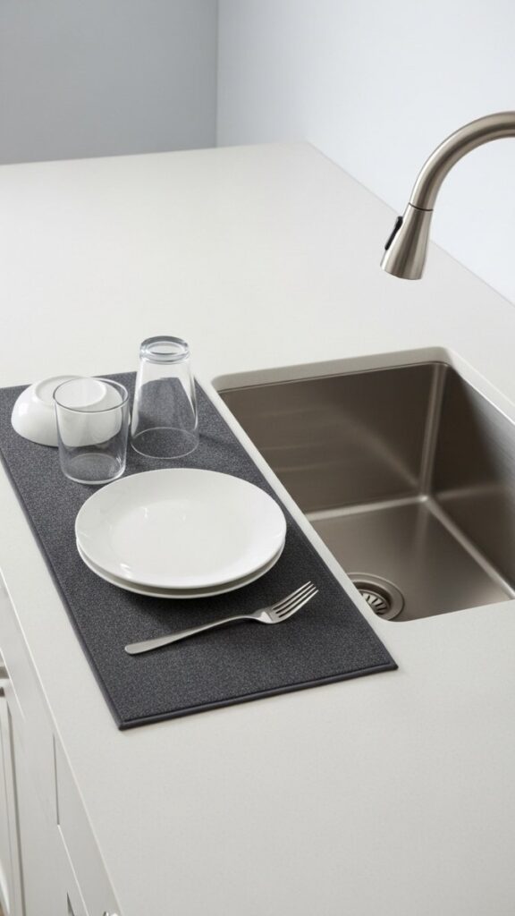 A Dish Drying Mat Instead of a Rack