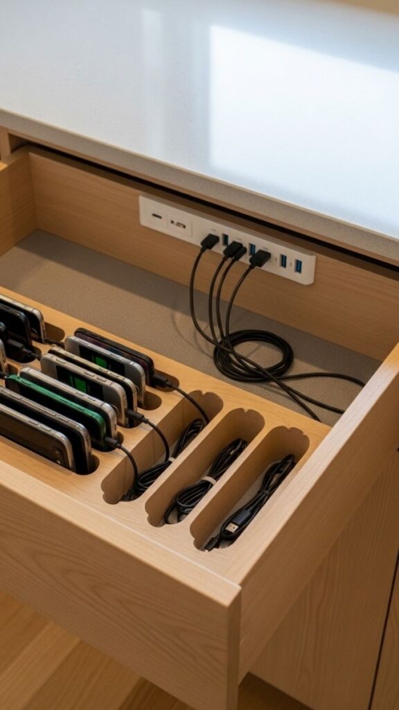 A Hidden Charging and Tech Station Inside a Drawer