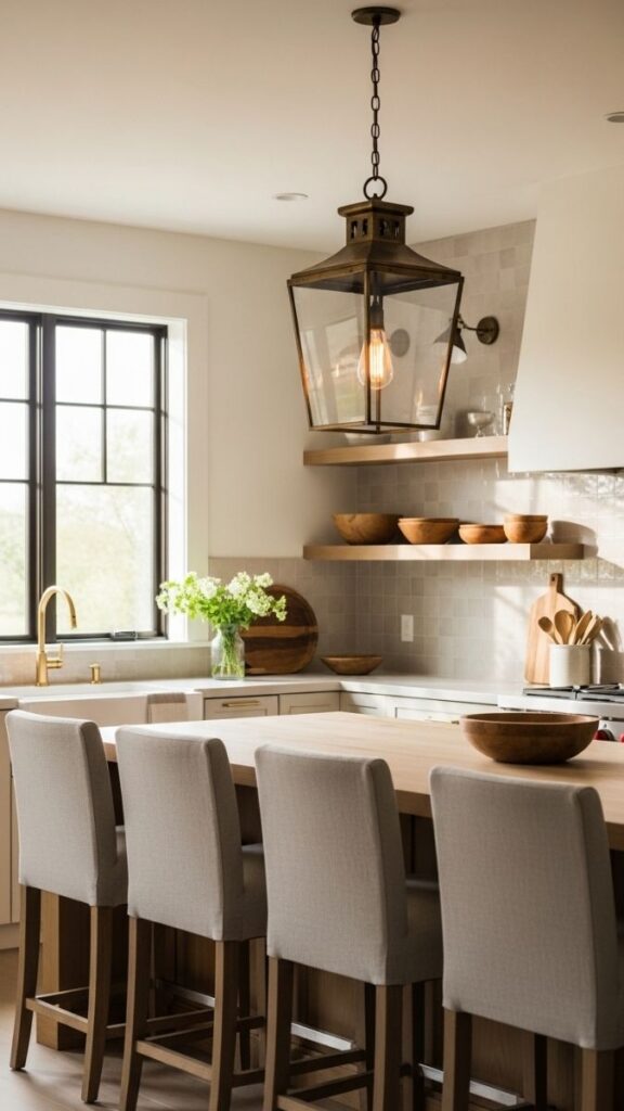 A Lantern-Style Pendant for an Organic Modern Feel