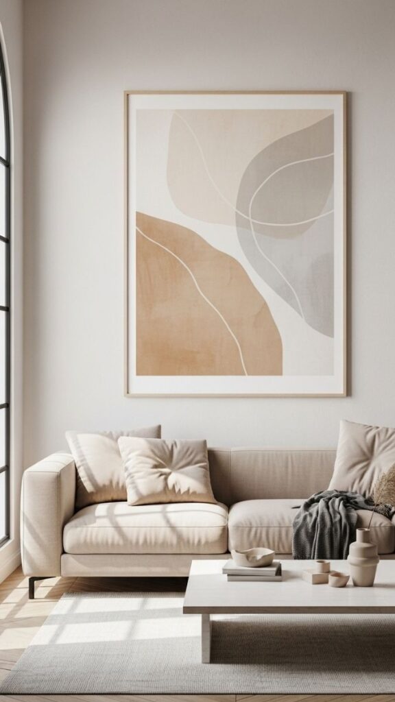 A Large Framed Abstract Print as a Sofa Focal Point