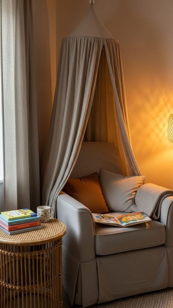 A Linen Canopy Above the Reading Chair