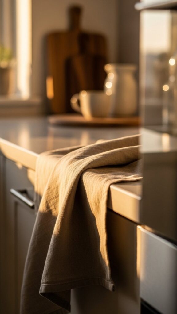 A Linen or Cotton Hand Towel Draped Naturally