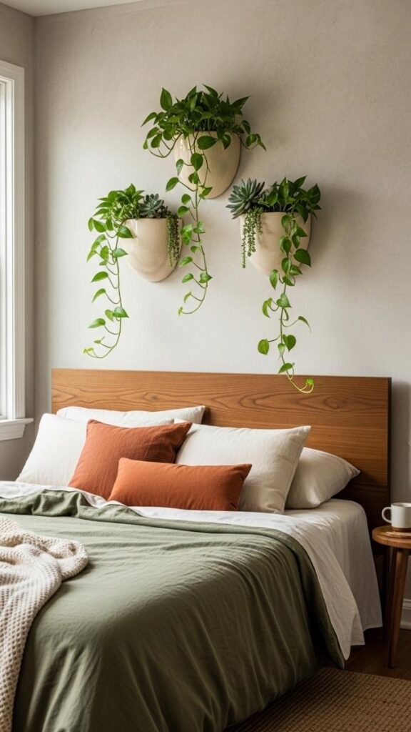 A Living Plant Wall Section With Mounted Planters