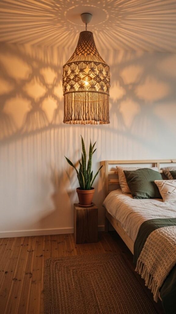 A Macramé or Textile Pendant for a Bohemian Soft-Light Effect