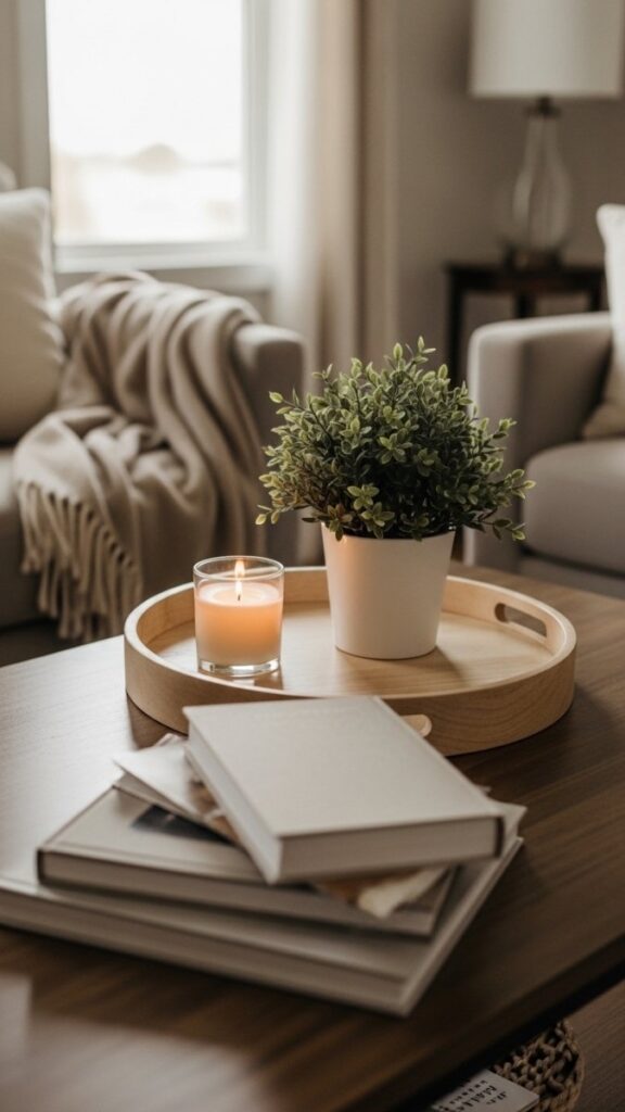 A Minimalist Wooden Coffee Table Tray for Instant Surface Organization