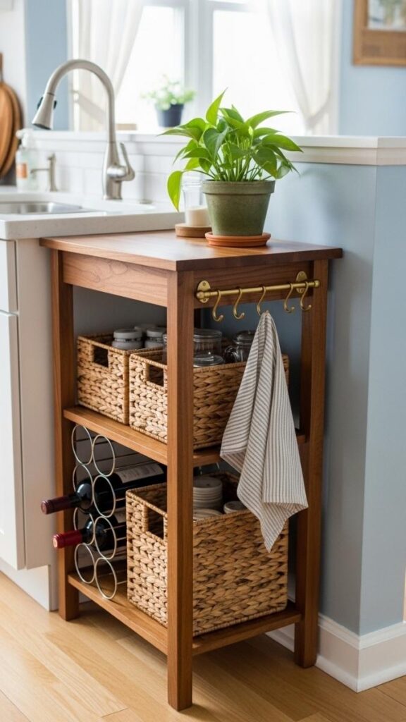 A Narrow Kitchen Cart for Extra Storage and Surface Space