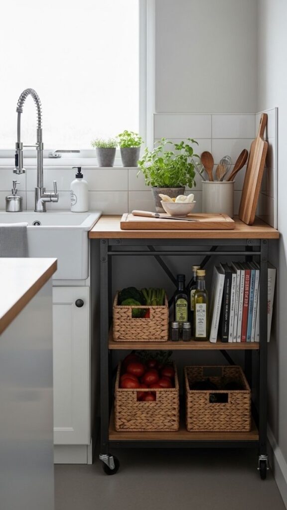 A Rolling Cart That Doubles as Counter Space and Storage