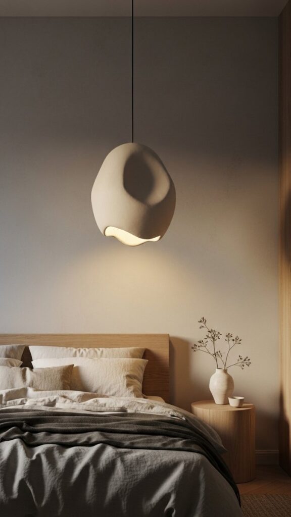 A Sculptural Plaster or Organic-Form Pendant as a Focal Point
