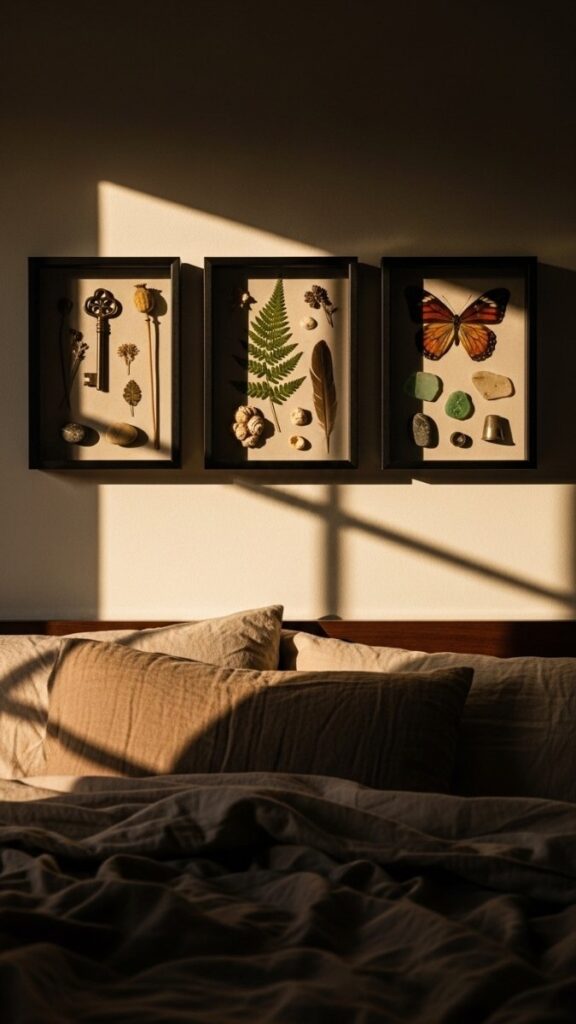 A Shadow Box Collection With Meaningful Objects