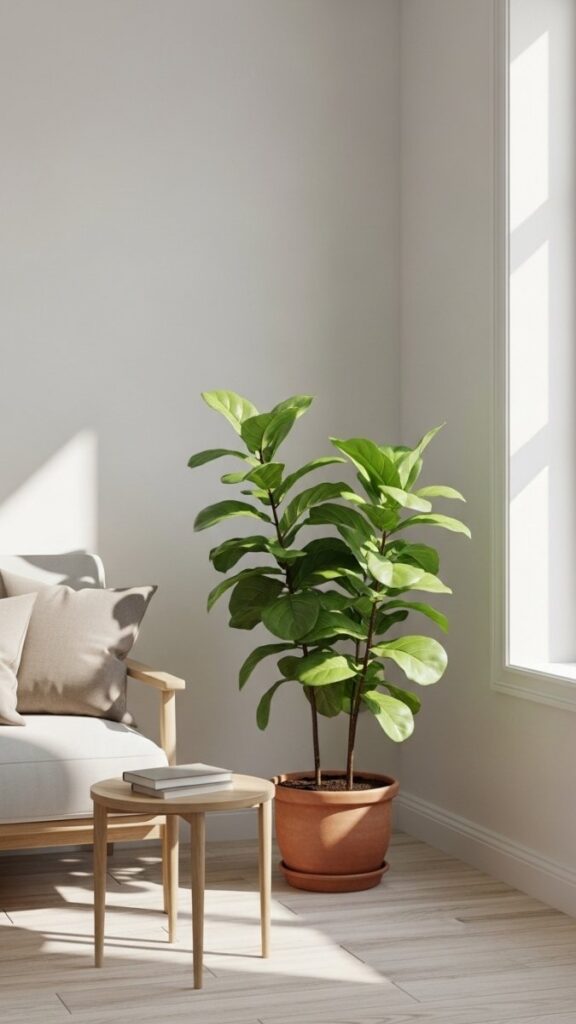 A Single Indoor Tree or Large-Leaf Plant