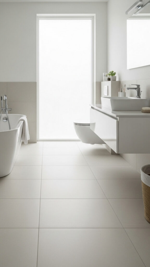 A Single Large-Format Floor Tile Instead of Grout-Heavy Small Tiles