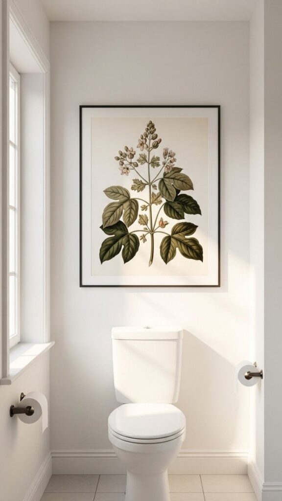 A Single Large-Format Print Centered Above the Tank