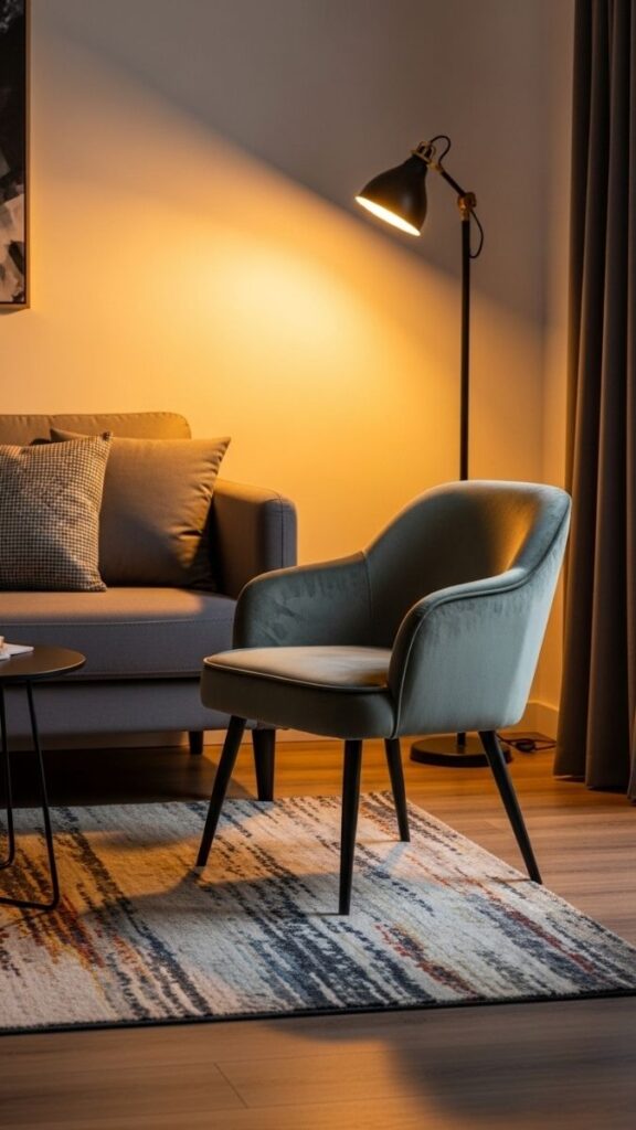 A Velvet or Boucle Accent Chair to Complete the Seating Arrangement