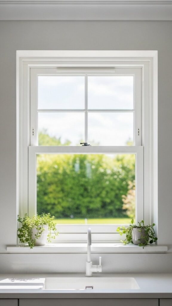 A Window Above the Sink Left Completely Unobstructed