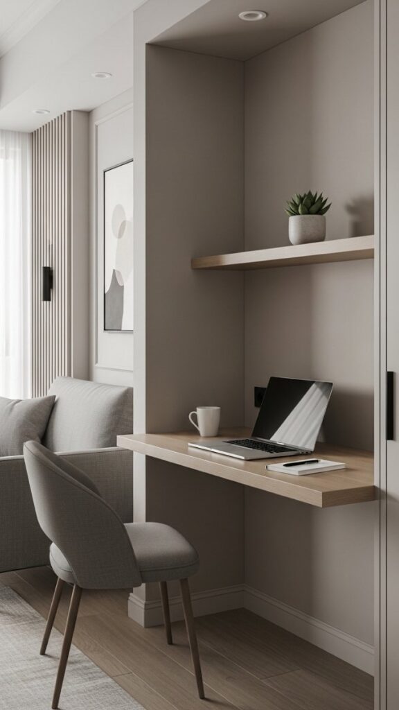 A Workspace Integrated Into the Living Room Without Looking Like a Workspace