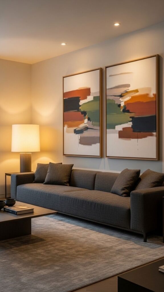 Abstract Canvas Diptych in Coordinating Tones