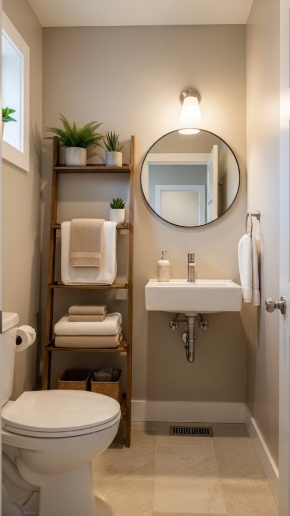 Add a Slim Ladder Shelf Next to the Toilet