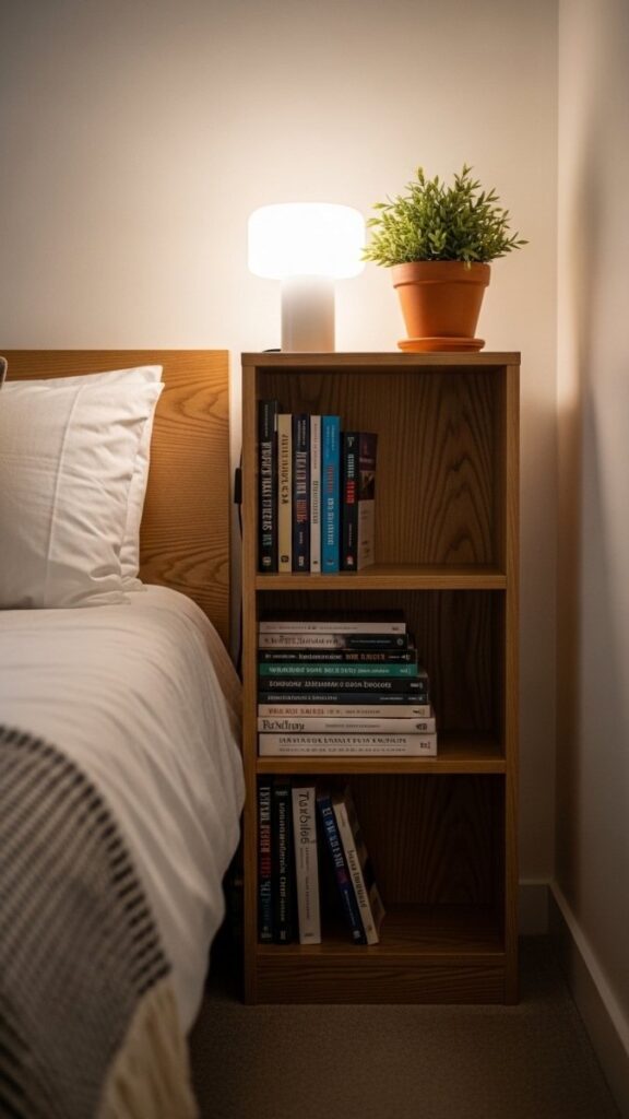 Add a Small Bookshelf or Nightstand With Built-In Storage
