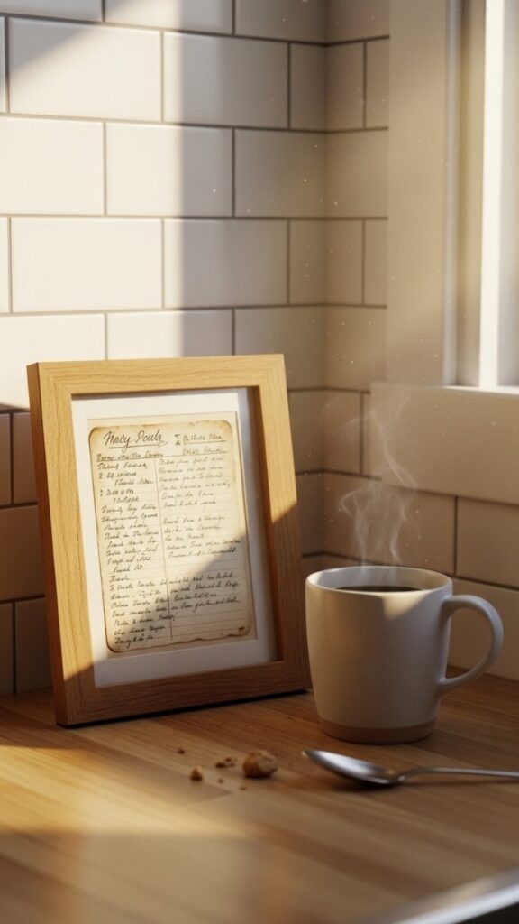 Add a Small Framed Print or Handwritten Recipe Card