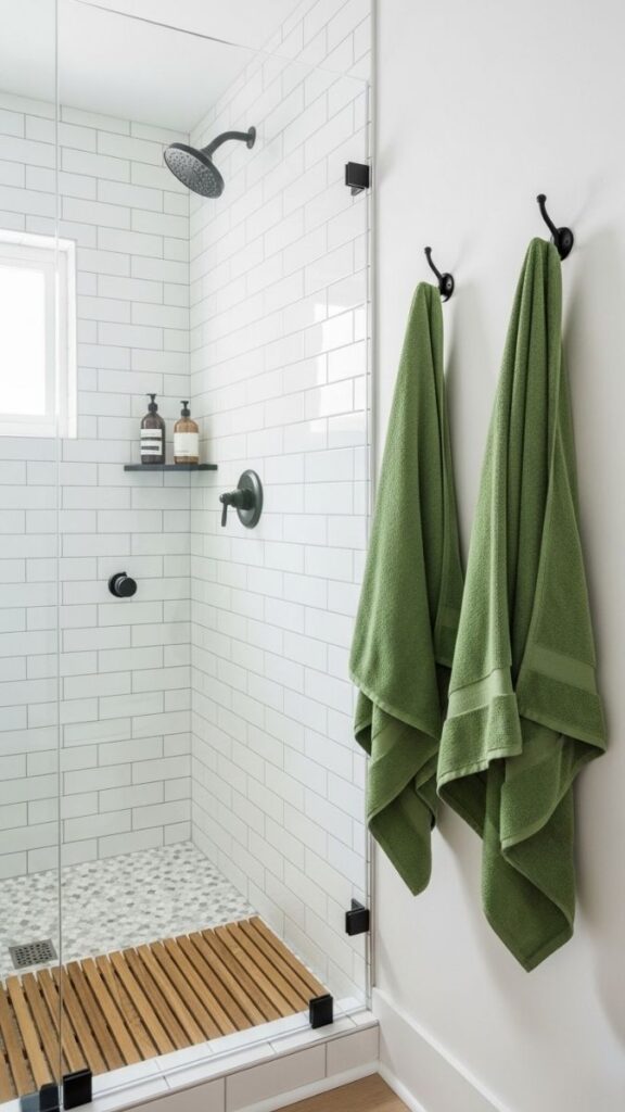 Add a Teak or Bamboo Bath Mat for a Spa-Style Floor Element