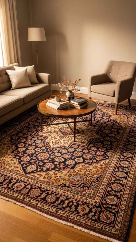 Add a Vintage Rug Underneath All the Main Furniture