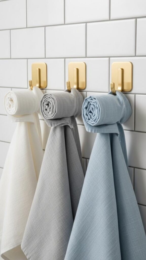 Add a Wall-Mounted Towel Bar Using Adhesive Hooks