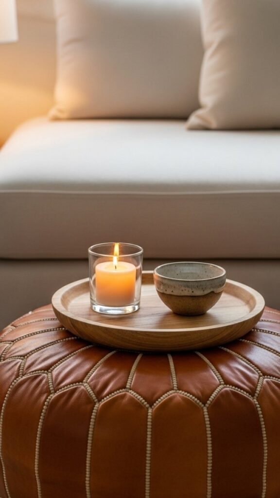 Add an Ottoman with Texture as a Coffee Table Alternative