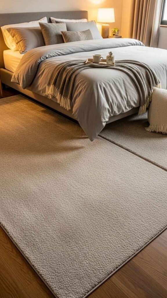 Add Soft Rugs Under and Around the Bed for Warmth and Texture