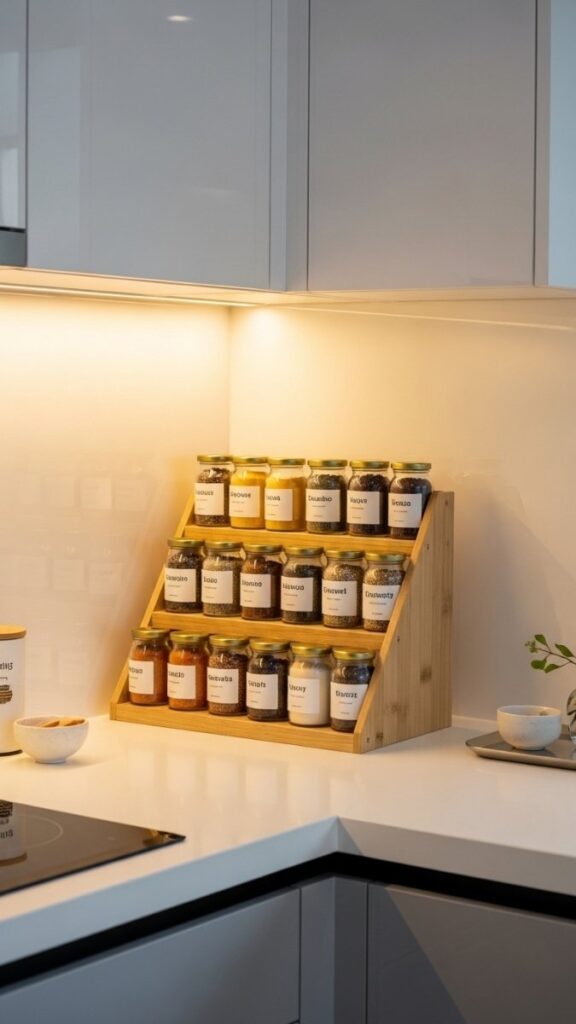An Organized Spice Setup That Doubles as Decor