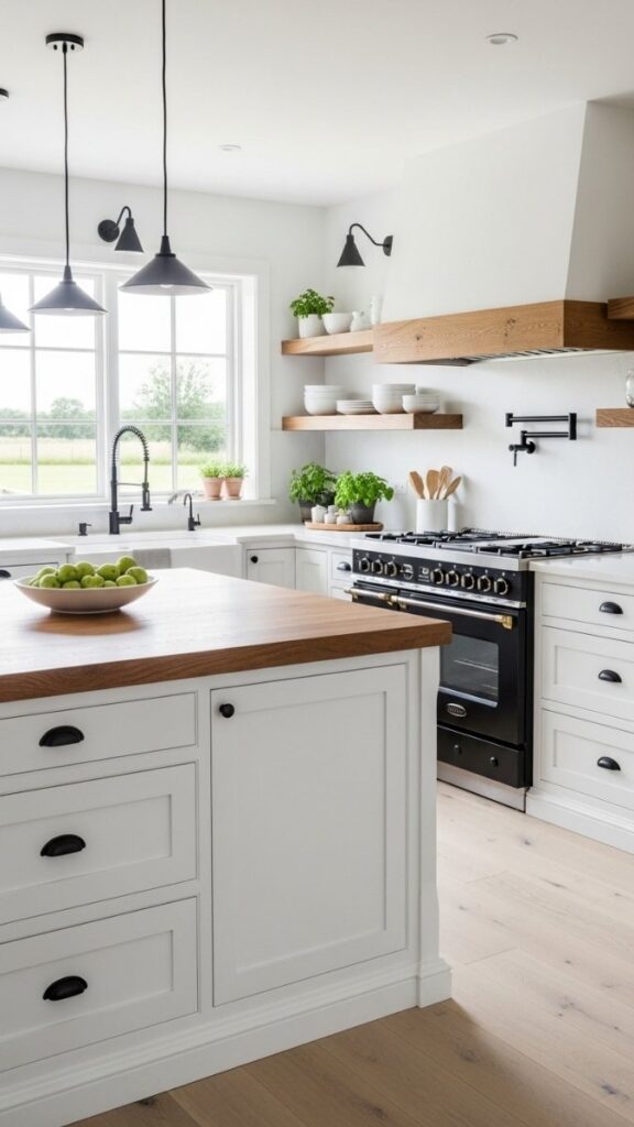 Black Hardware Throughout the Kitchen