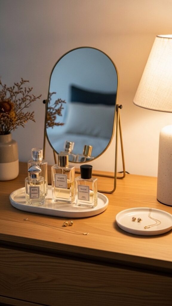 Boho Dresser Styling With Mirror, Tray, and Objects