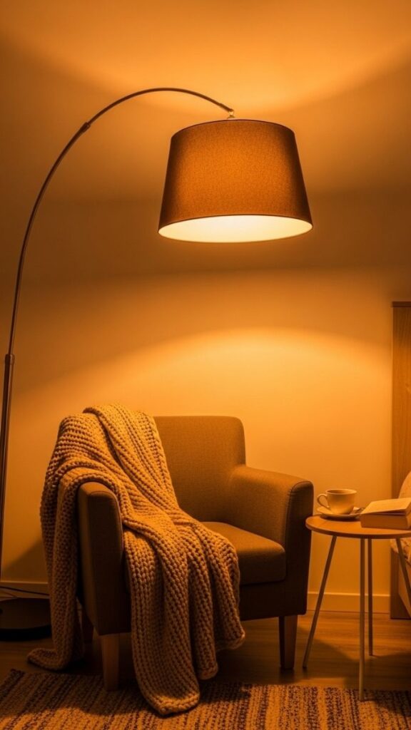 Build a Reading Nook Corner With a Chair and Floor Lamp