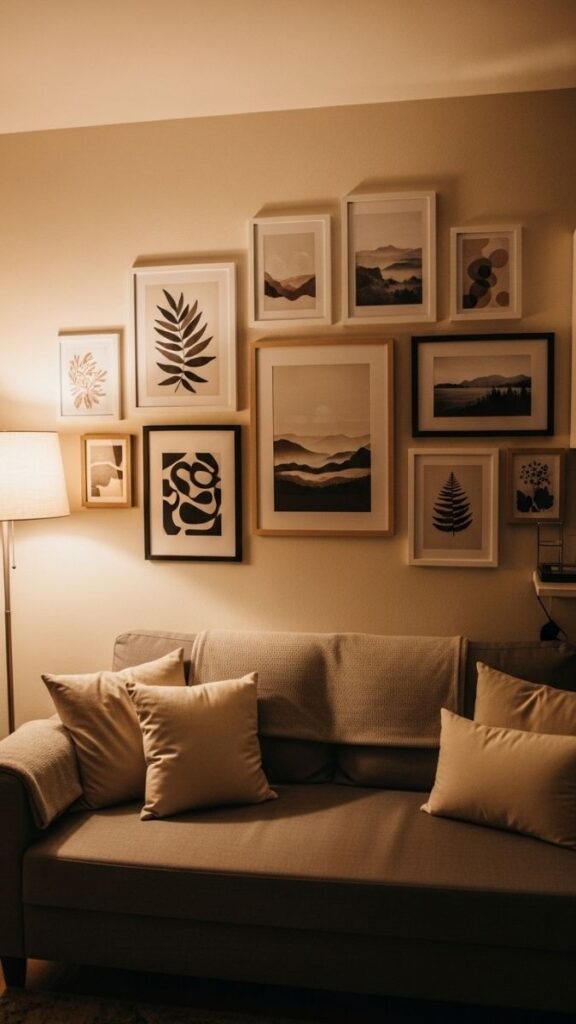 Create a Gallery Wall That Fills Dead Space Above Furniture
