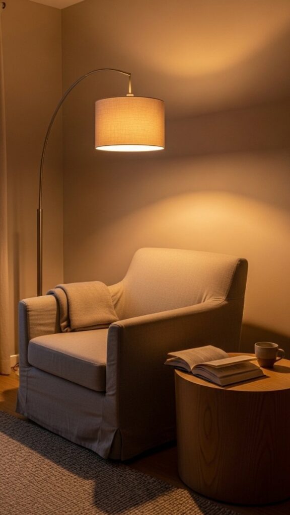 Create a Reading Nook With a Single Armchair, Lamp, and Side Table