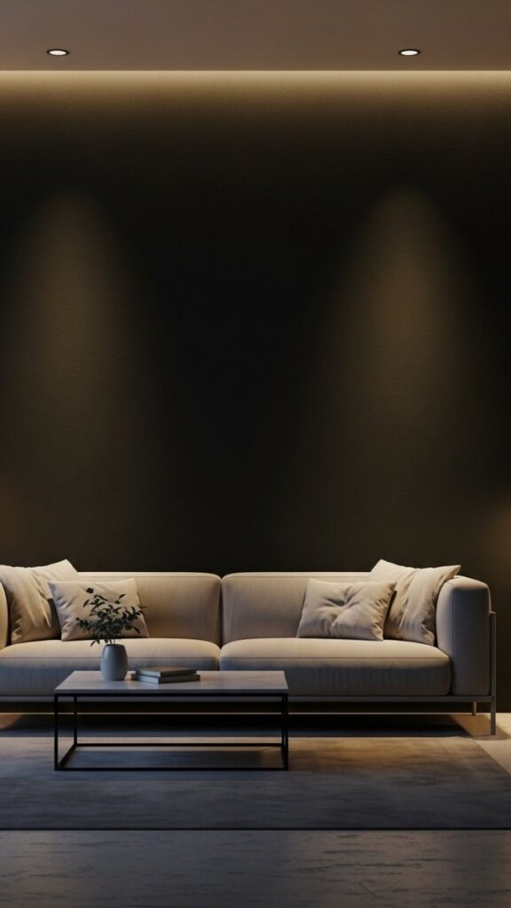 Dark Accent Wall Behind the Sofa