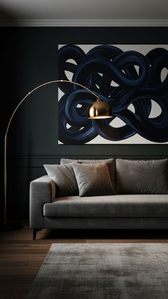 Dark Moody Canvas for a Dramatic Living Room Wall