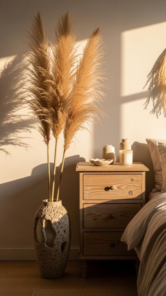 Dried Botanicals and Pampas Grass in Tall Vases