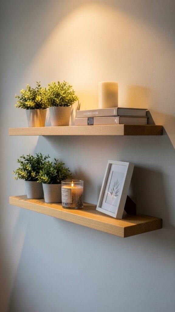 Floating Shelf Set for Small Bedroom Storage