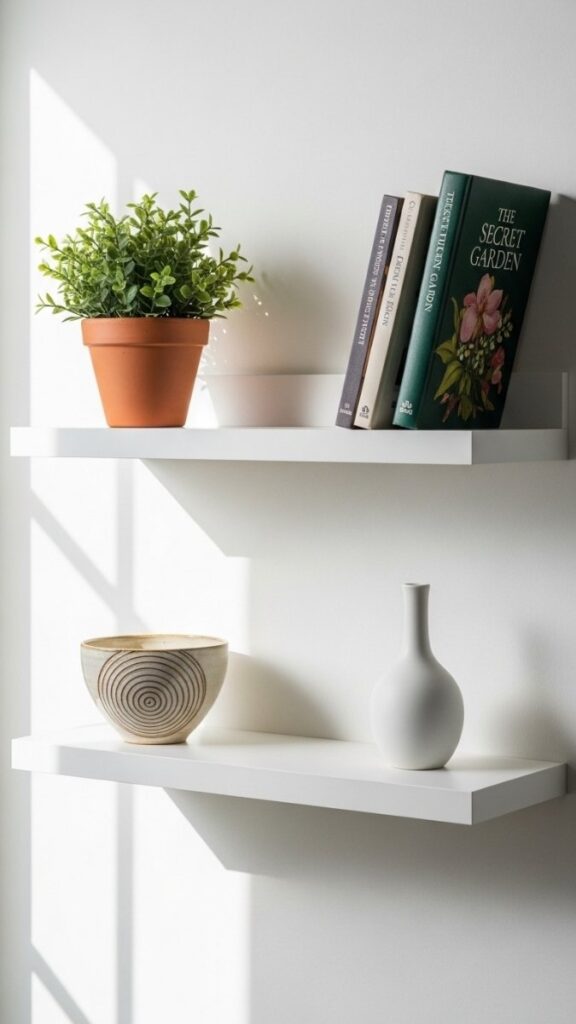 Floating Shelves With Deliberate Gaps