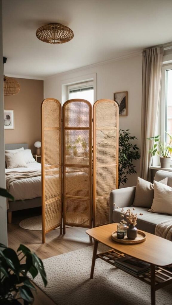 Folding Room Divider for Studio Apartment Privacy