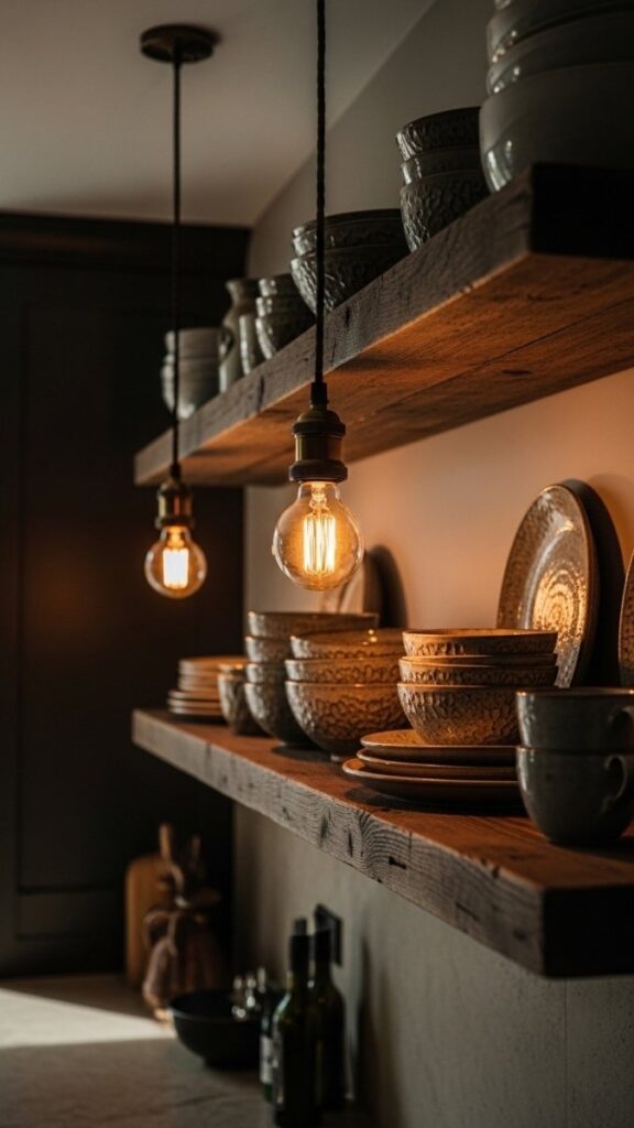 Frame the Shelves With Small Pendant Lights