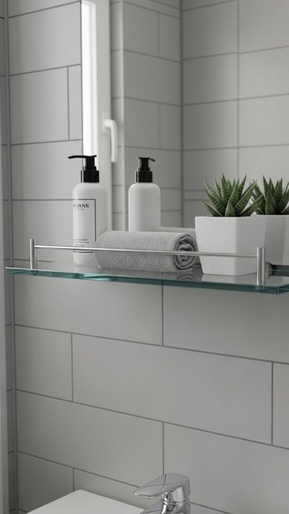 Glass Shelf Instead of a Standard Vanity Mirror Cabinet