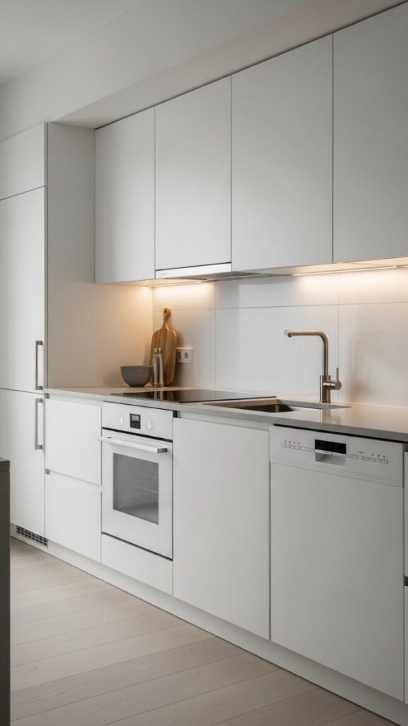 Handleless Cabinet Fronts for a Seamless Wall Effect