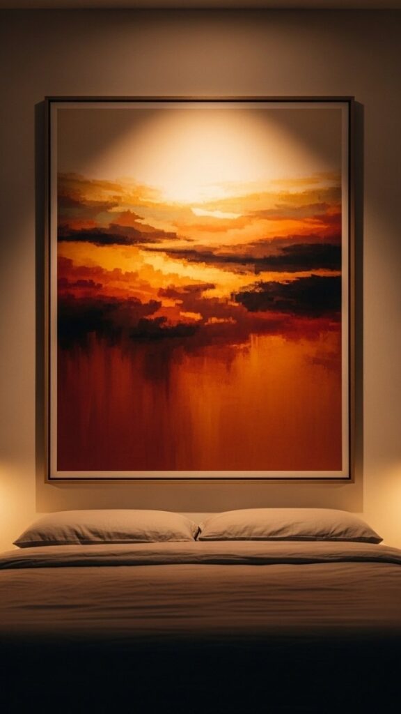 Hang a Large Piece of Art at Headboard Height