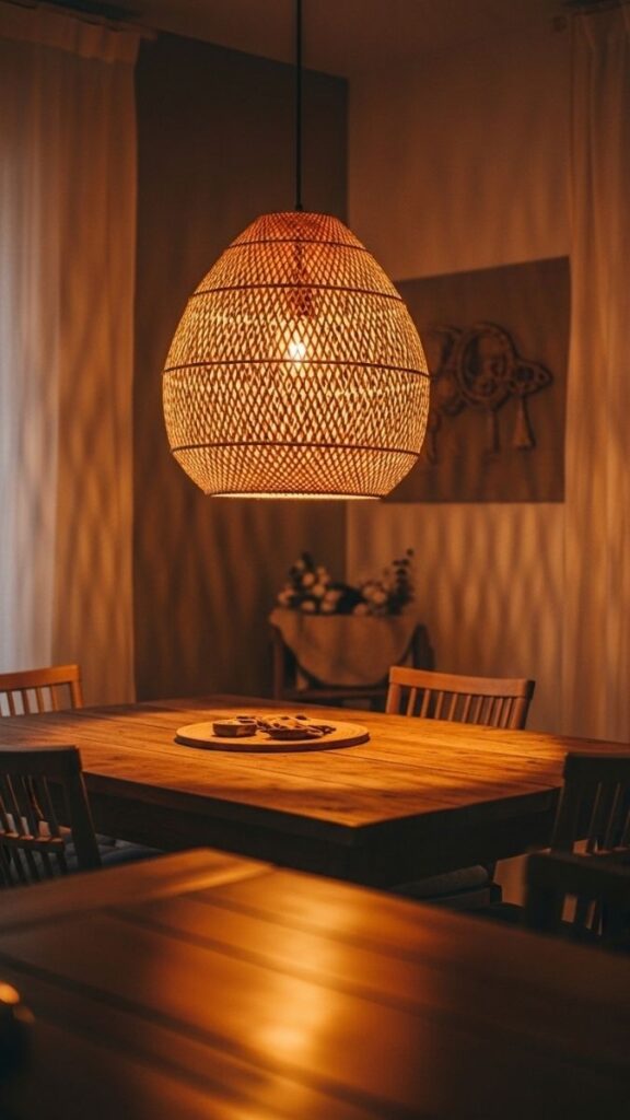 Hang a Pendant Light With a Woven or Rattan Shade